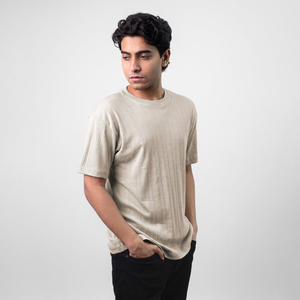 Textured T-shirt: Tan Beige