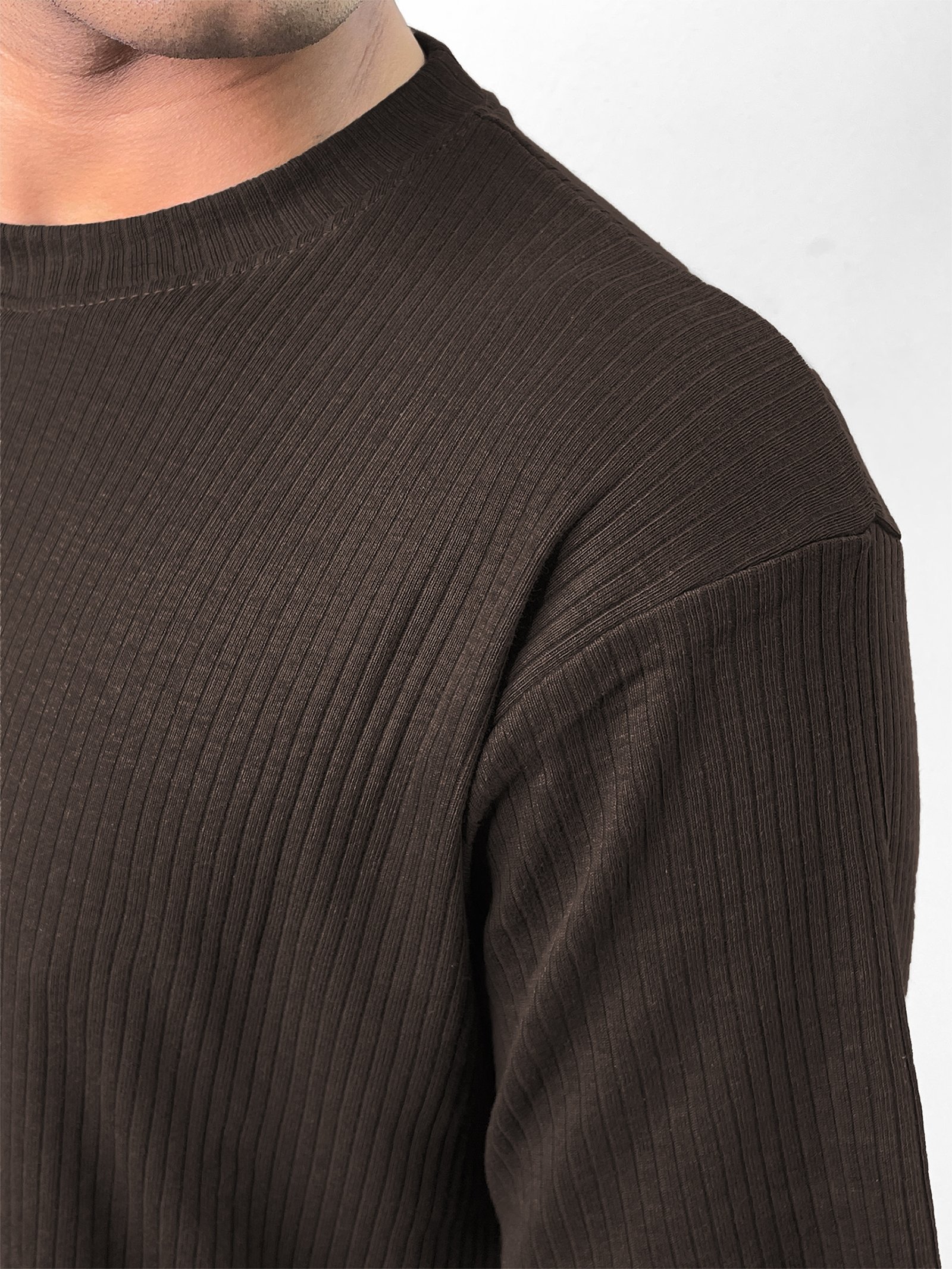 Textured T-shirt: Coffee - Image 2
