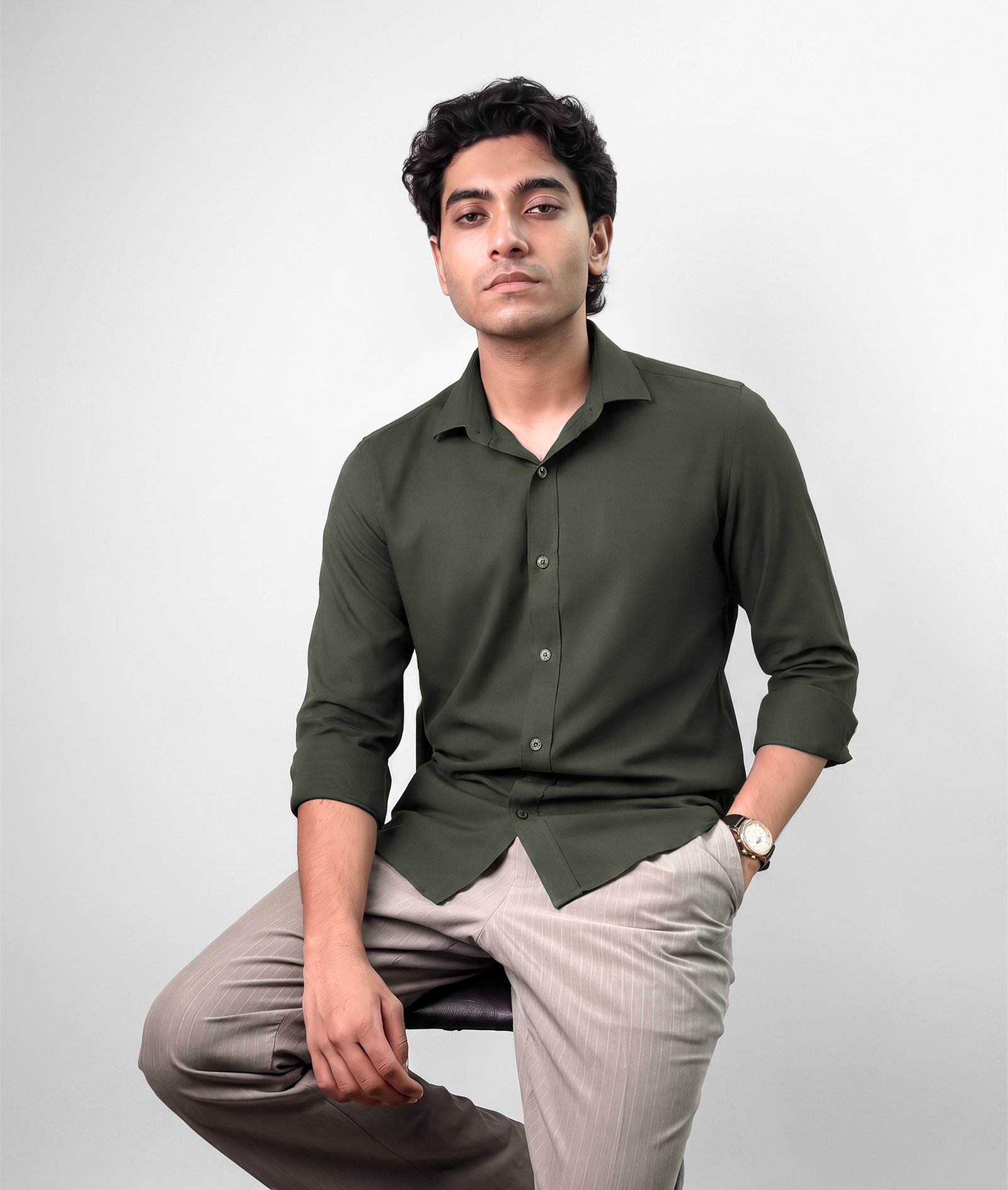Linen Shirt: Olive - Image 3