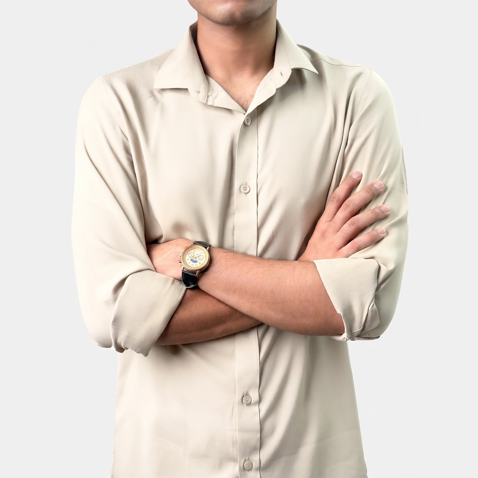 Linen Shirt: Beige - Image 4