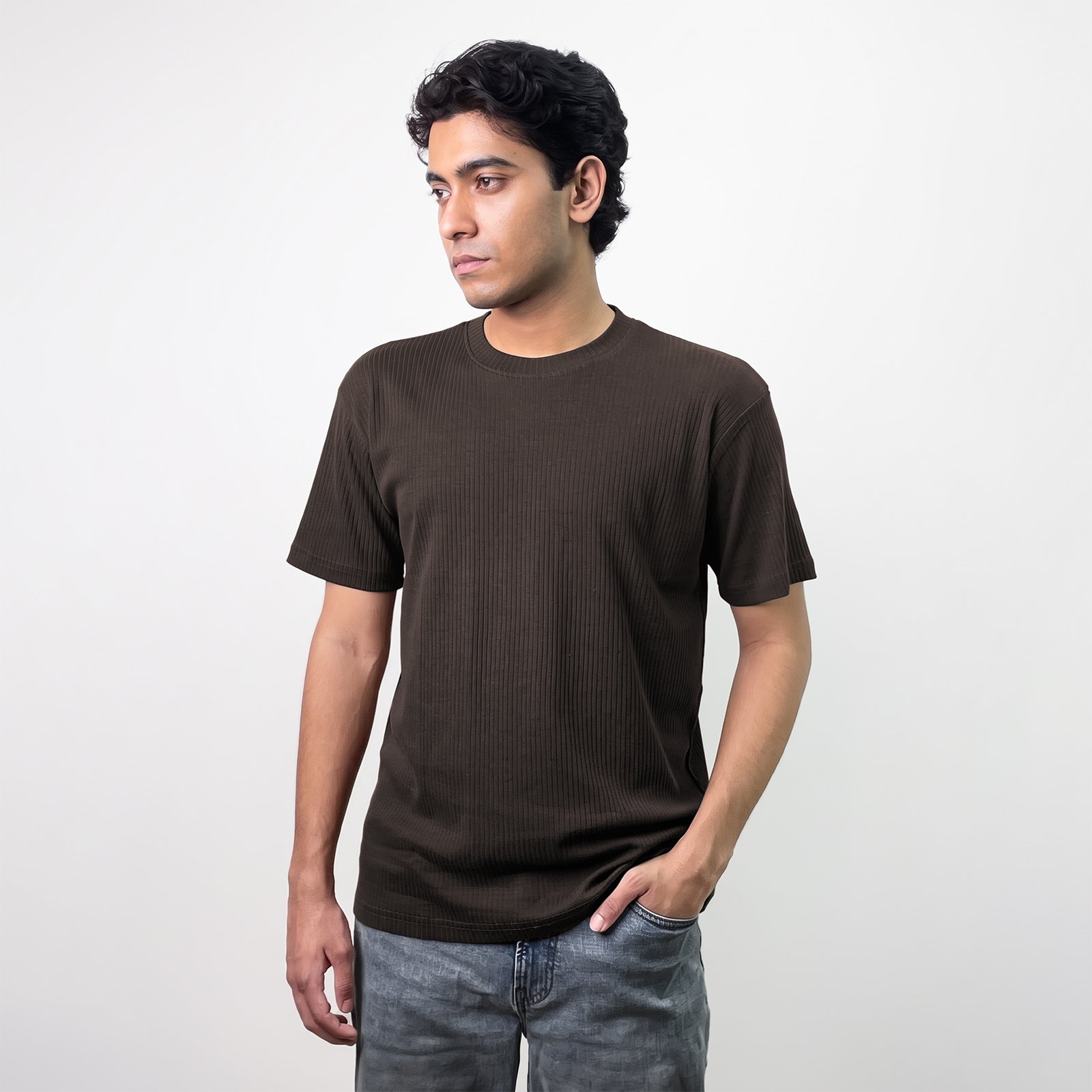 Textured T-shirt: Coffee