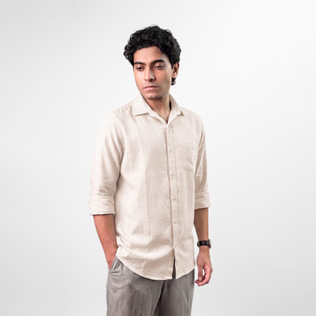 Oxford Cotton Shirt: Beige