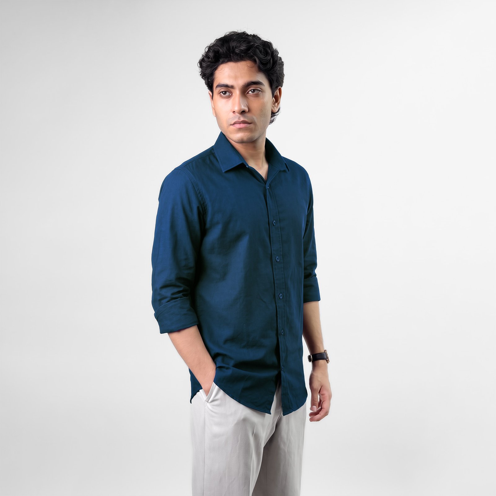 Oxford_Shirt_Model_NavY_Blue_Full_Body