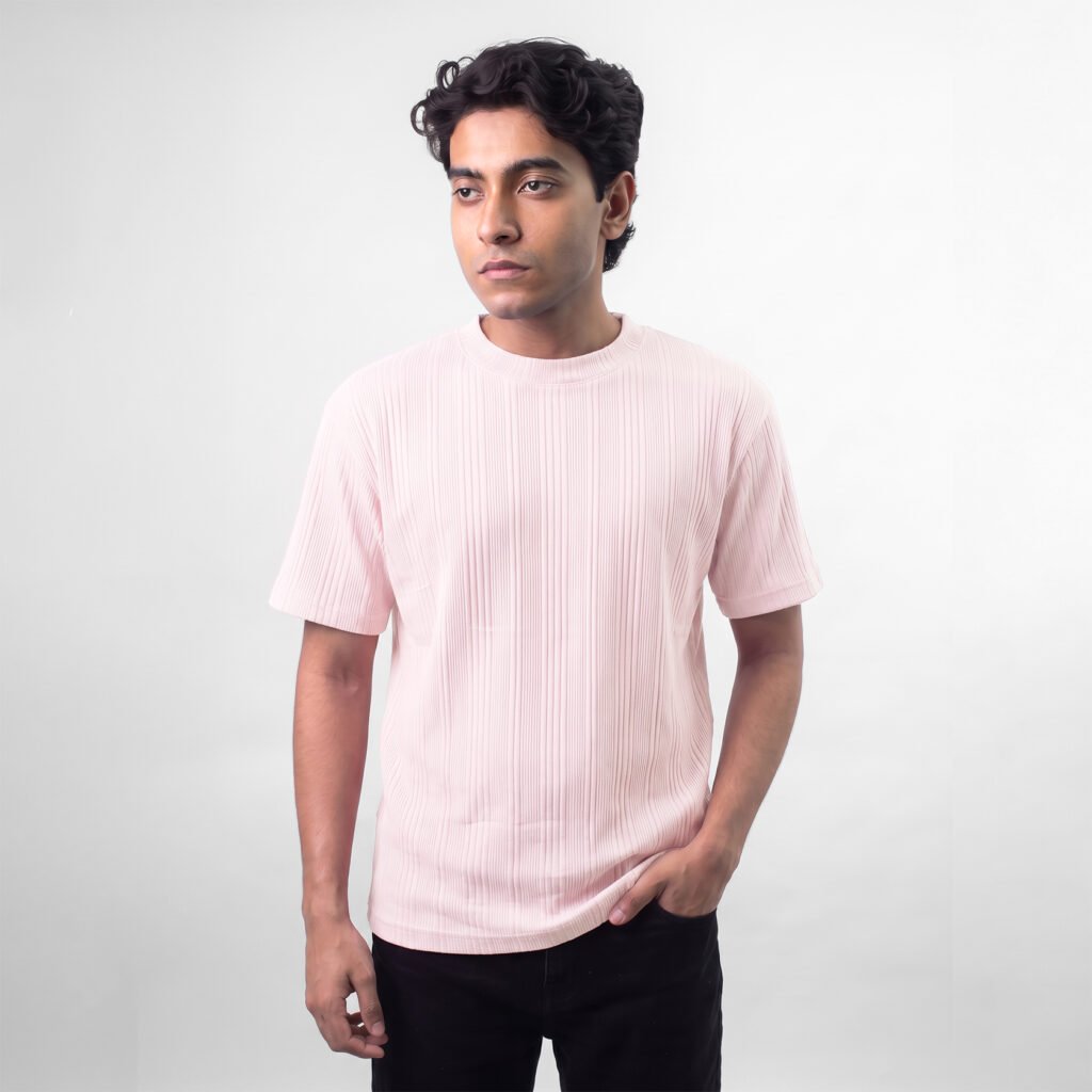 Textured T-shirt: Baby Pink